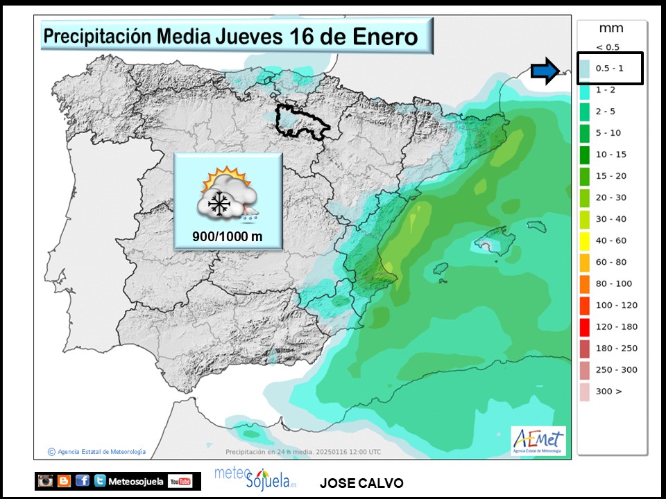 Precipitación Media según AEMET. Meteosojuela La Rioja