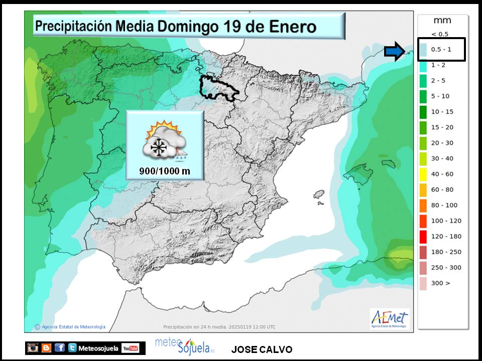 Precipitación Media según AEMET. Meteosojuela La Rioja