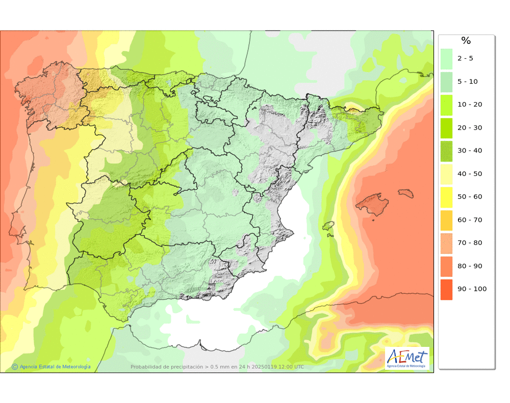 Probabilidad de precipitación. AEMET Meteosojuela