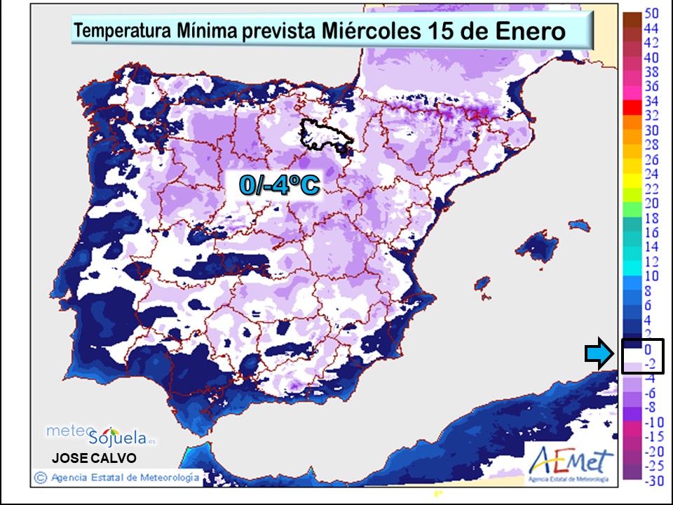 Temperatura Minima prevista AEMET