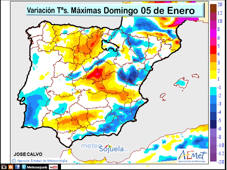 Variación de Temperaturas Máximas AEMET. Meteosojuela