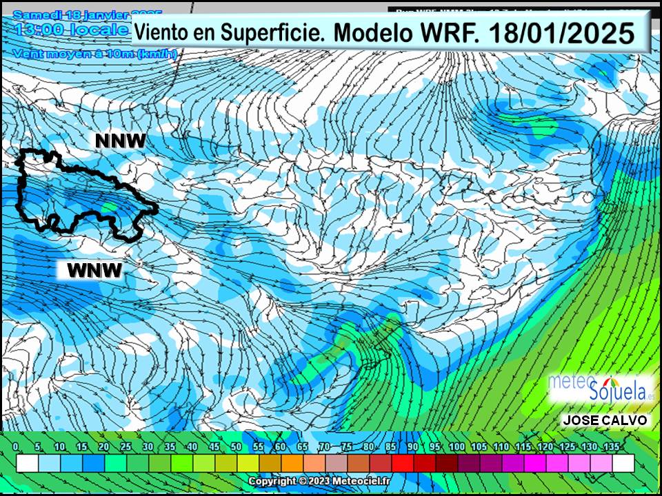 Viento en Superficie Modelo WRF Meteosojuela. 2