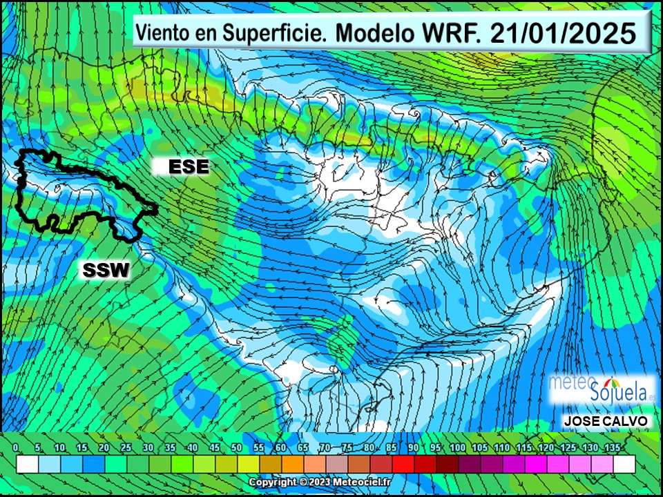 Viento en Superficie Modelo WRF Meteosojuela. 2