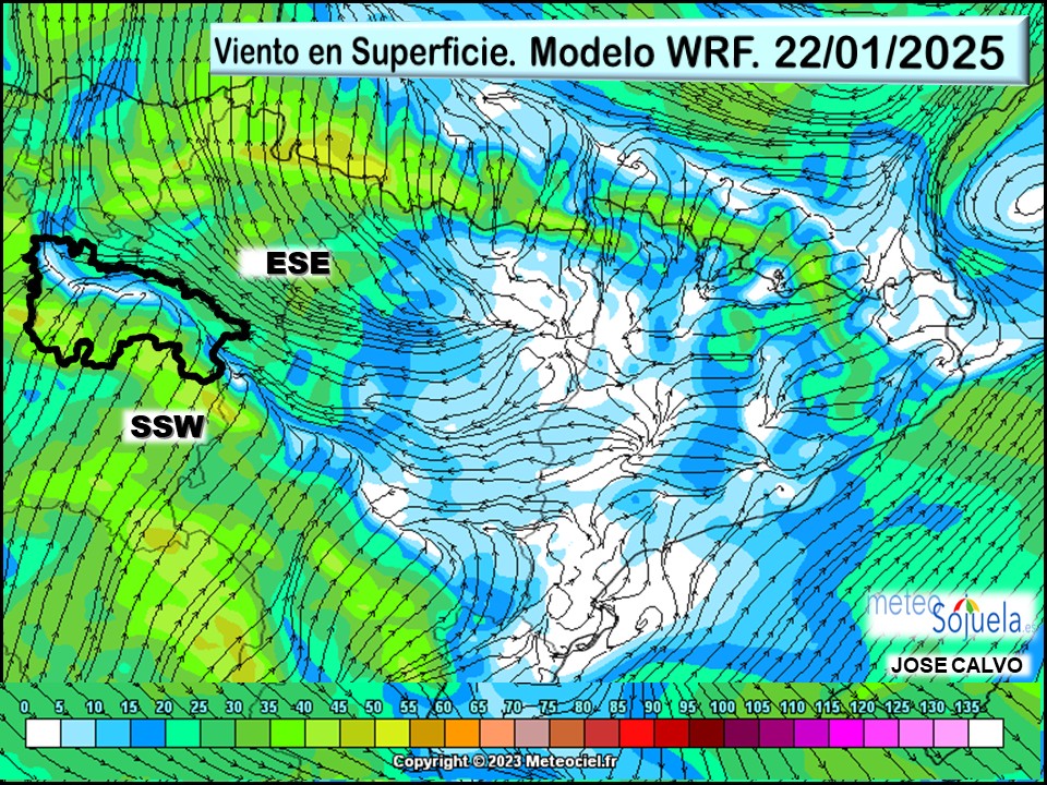 Viento en Superficie Modelo WRF Meteosojuela. 2