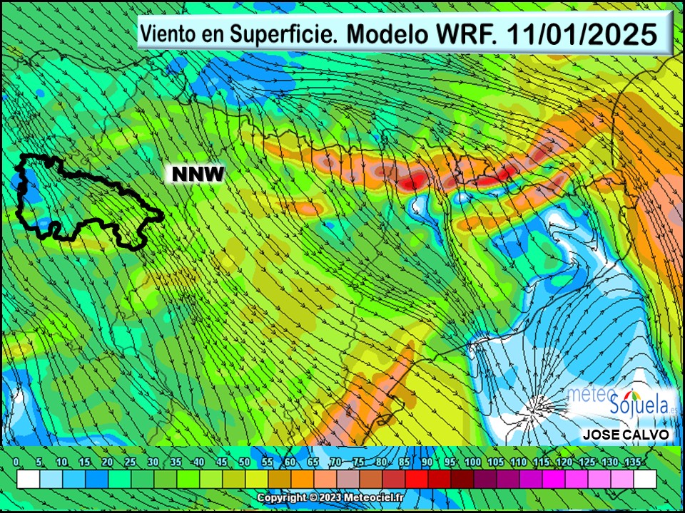 Viento en Superficie Modelo WRF Meteosojuela. 2