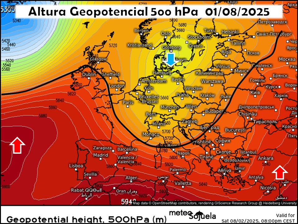 Dorsal en el Atlántico y Vaguada en Europa