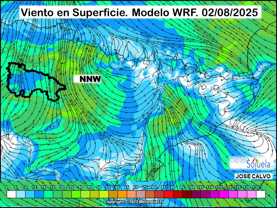 Viento en Superficie Modelo WRF Meteosojuela.