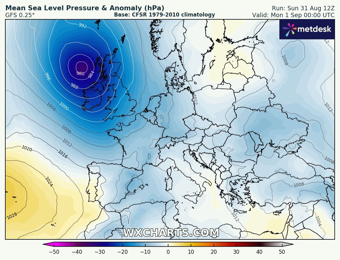 Animación Modelos de Presion en SUperficie y Anomalía GFS Europa. Meteosojuela La Rioja