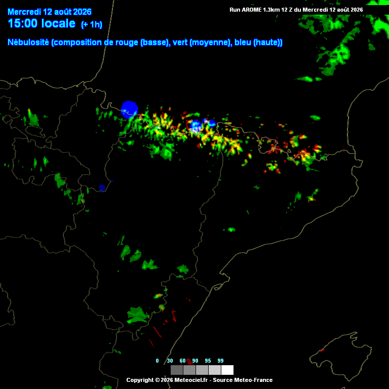 Animación Nubosidad modelo Arome Perseidas