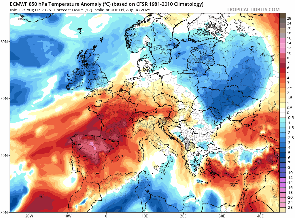 Animación de anomalías de temperaturas 850hPa .Meteosojuela La Rioja
