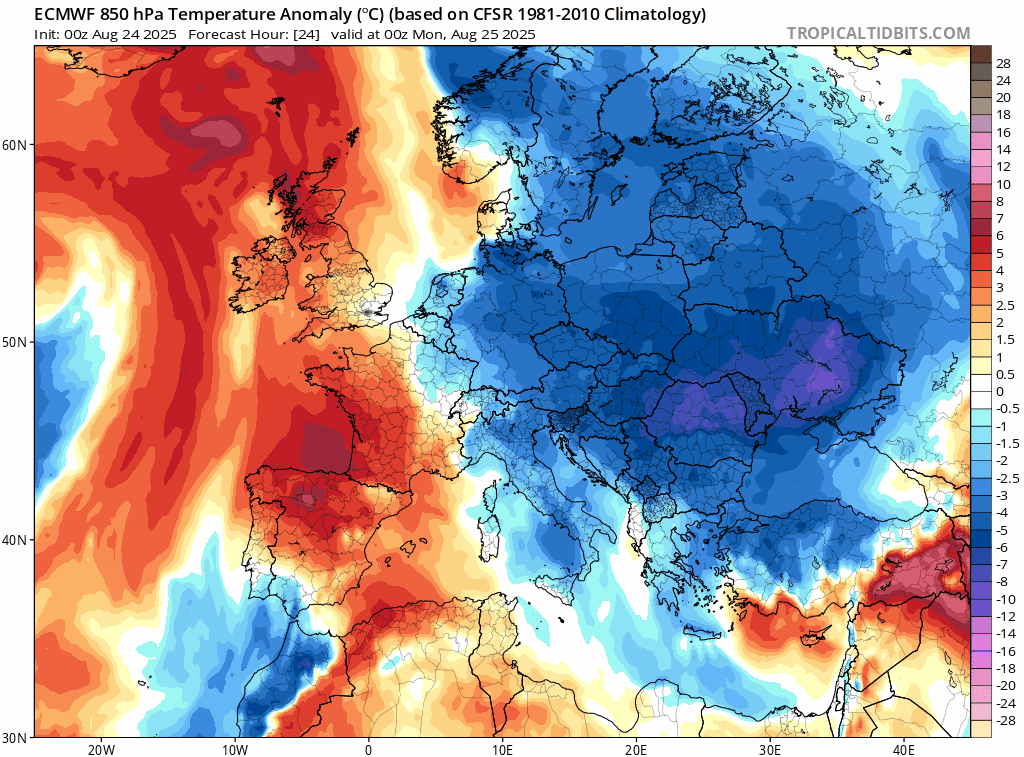 Animación de anomalías de temperaturas 850hPa .Meteosojuela La Rioja