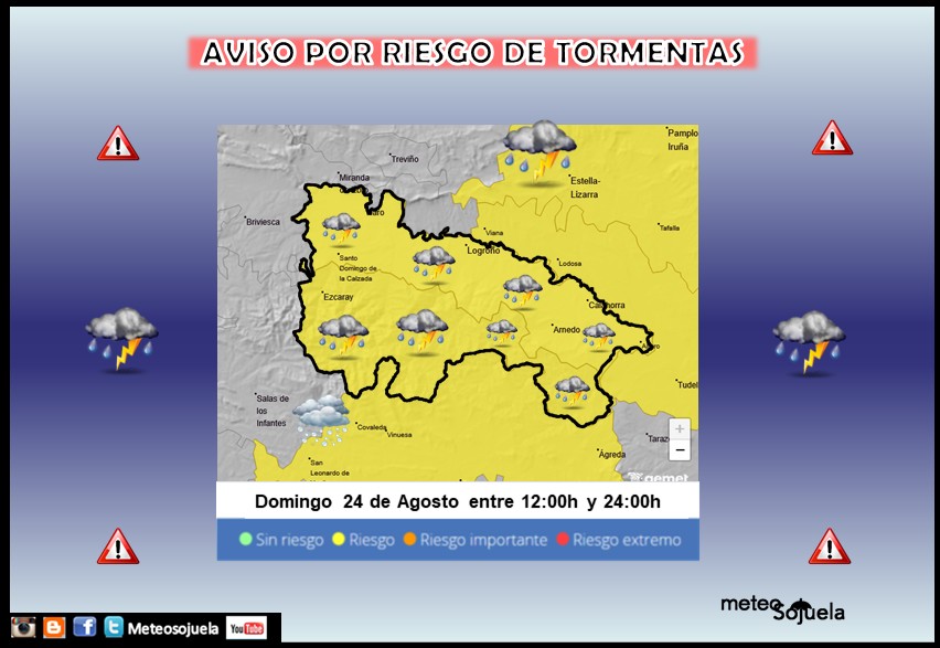 Aviso AMarillo por Tormentas en La Rioja. AEMET