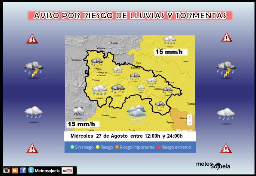 Aviso Amarillo por Lluvias y Tormentas La Rioja AEMET