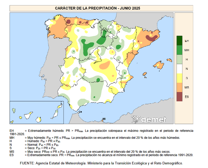 Caracter de Precipitación Junio 2025
