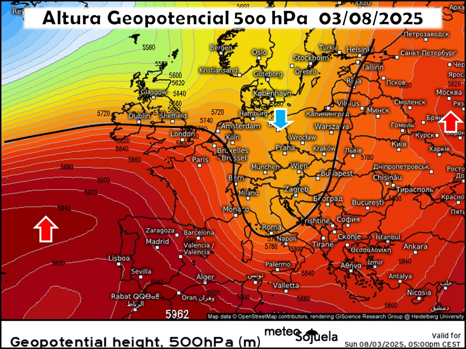 Dorsal en el Atlántico y Vaguada en Europa
