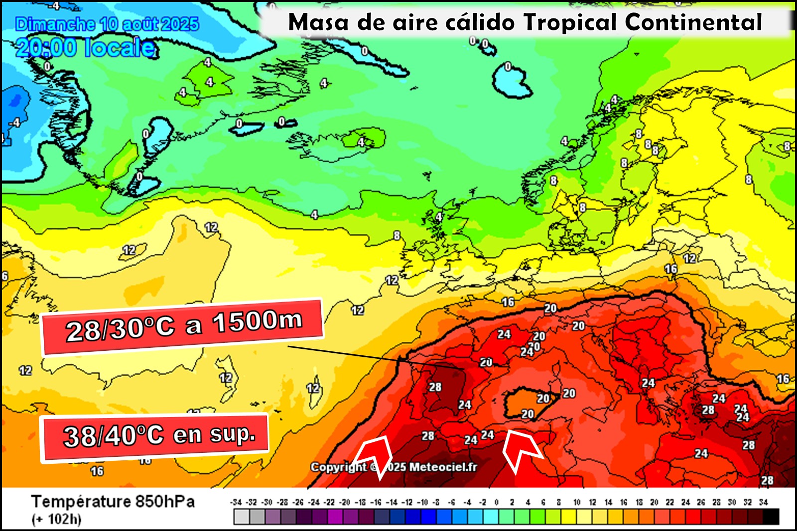 Mapa Altura Geopotencial 850hPa GFS