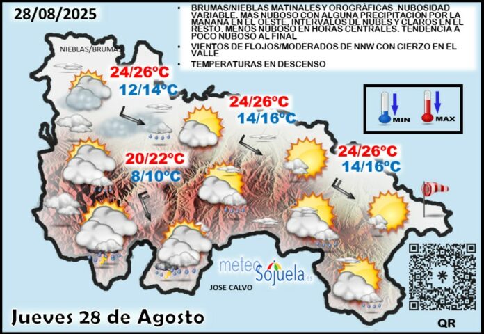Mapa del tiempo en La Rioja. Meteosojuela