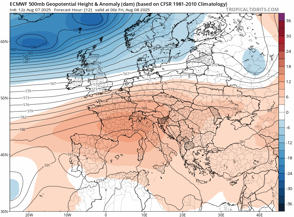 Animación Modelos de Altura de Geopotencial a 500hPa GFS Europa. Meteosojuela La Rioja