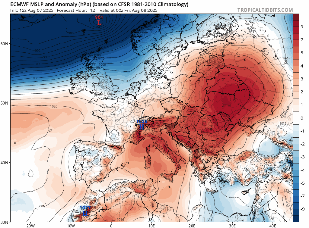 Modelos de centros de presión en Superficie ECMWF. Meteosojuela La Rioja