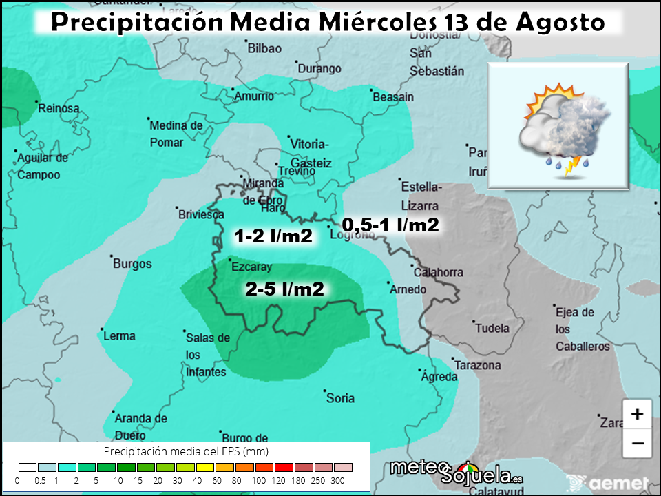 Precipitación Media según AEMET. Meteosojuela La Rioja