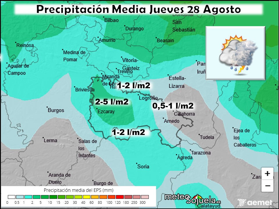 Precipitación Media según AEMET. Meteosojuela La Rioja