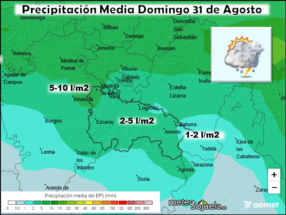 Precipitación Media según AEMET. Meteosojuela La Rioja