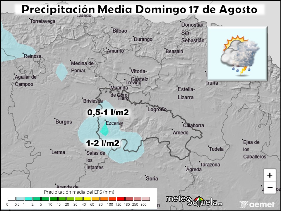 Precipitación Media según AEMET. Meteosojuela La Rioja