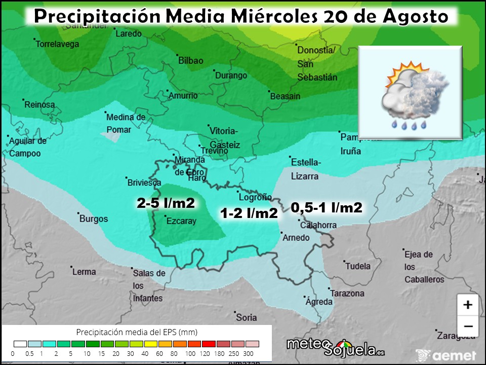 Precipitación Media según AEMET. Meteosojuela La Rioja