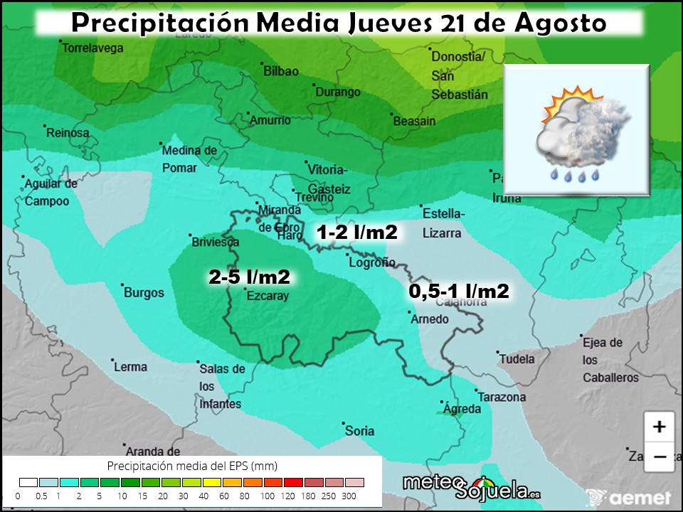 Precipitación Media según AEMET. Meteosojuela La Rioja