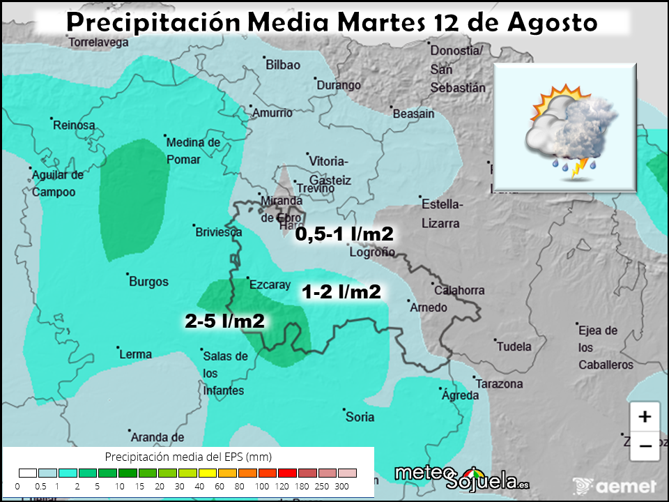 Precipitación Media según AEMET. Meteosojuela La Rioja