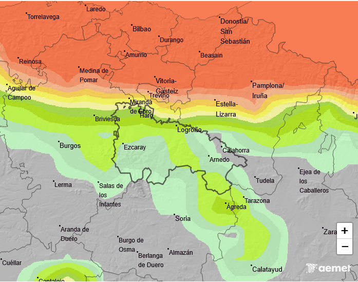 Probabilidad de Precipitación según AEMET. Meteosojuela La Rioja 01