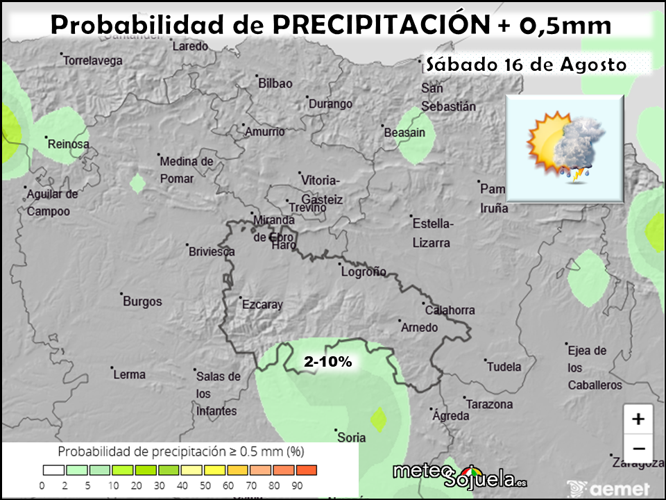Probabilidad de Precipitación según AEMET. Meteosojuela La Rioja 16