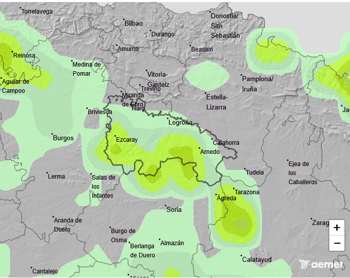 Probabilidad de Precipitación según AEMET. Meteosojuela La Rioja. 10