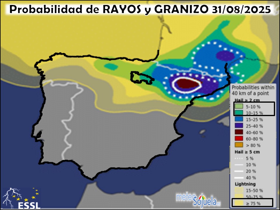 Probabilidad de tormentas con granizo