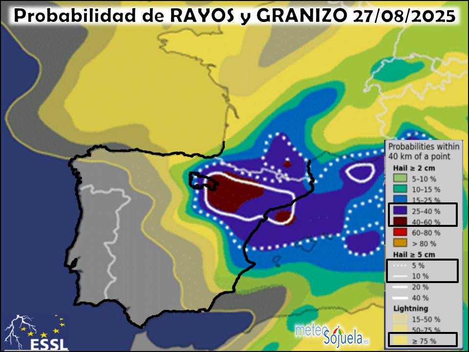 Probabilidad de tormentas con granizo