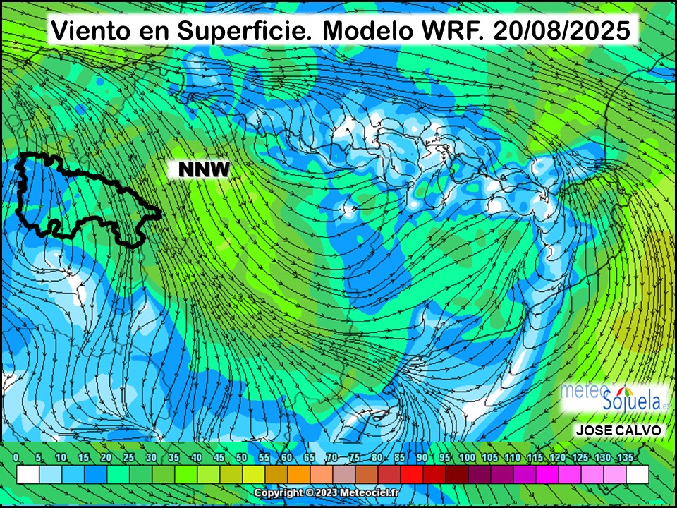 Viento en Superficie Modelo WRF Meteosojuela.