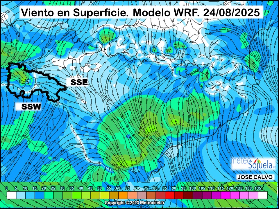 Viento en Superficie Modelo WRF Meteosojuela.