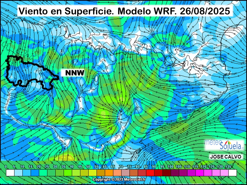 Viento en Superficie Modelo WRF Meteosojuela.