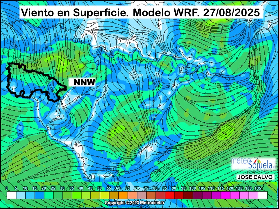 Viento en Superficie Modelo WRF Meteosojuela.