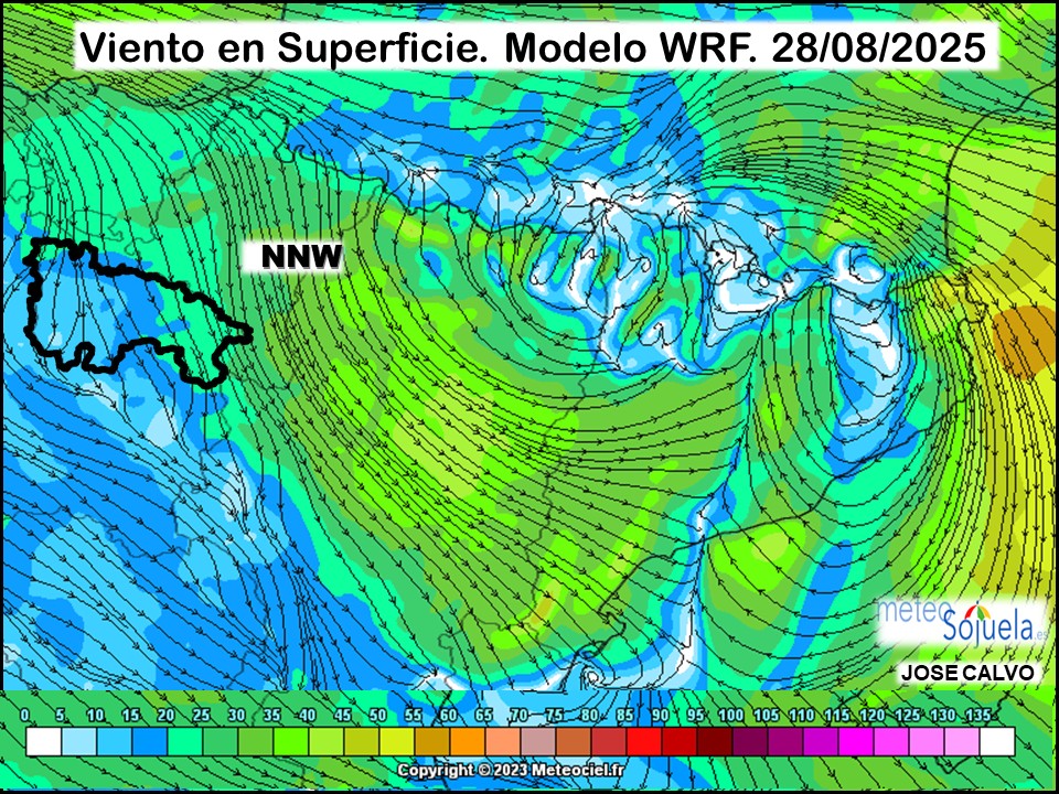 Viento en Superficie Modelo WRF Meteosojuela.