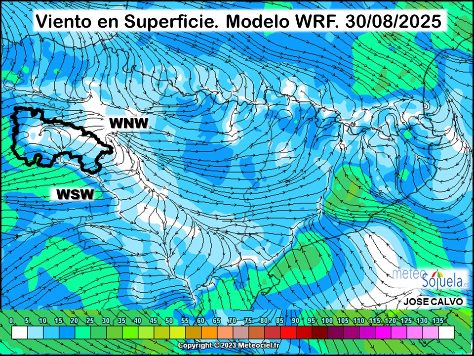 Viento en Superficie Modelo WRF Meteosojuela.