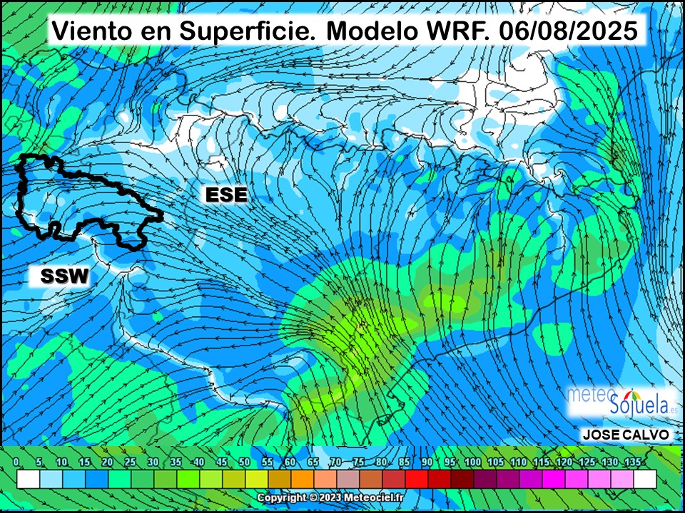Viento en Superficie Modelo WRF Meteosojuela.