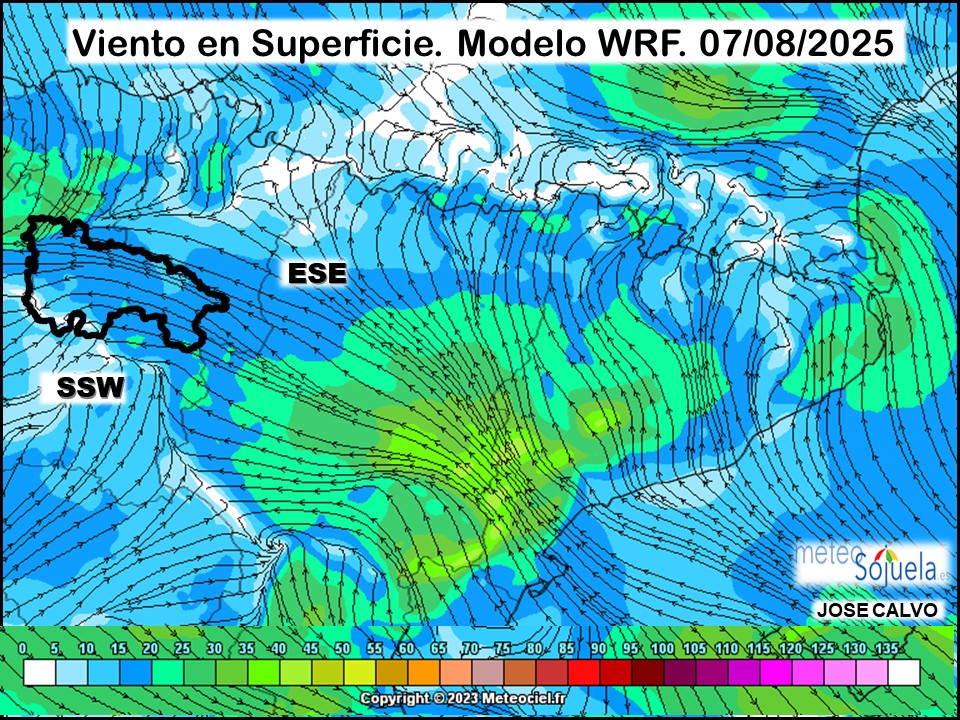 Viento en Superficie Modelo WRF Meteosojuela.