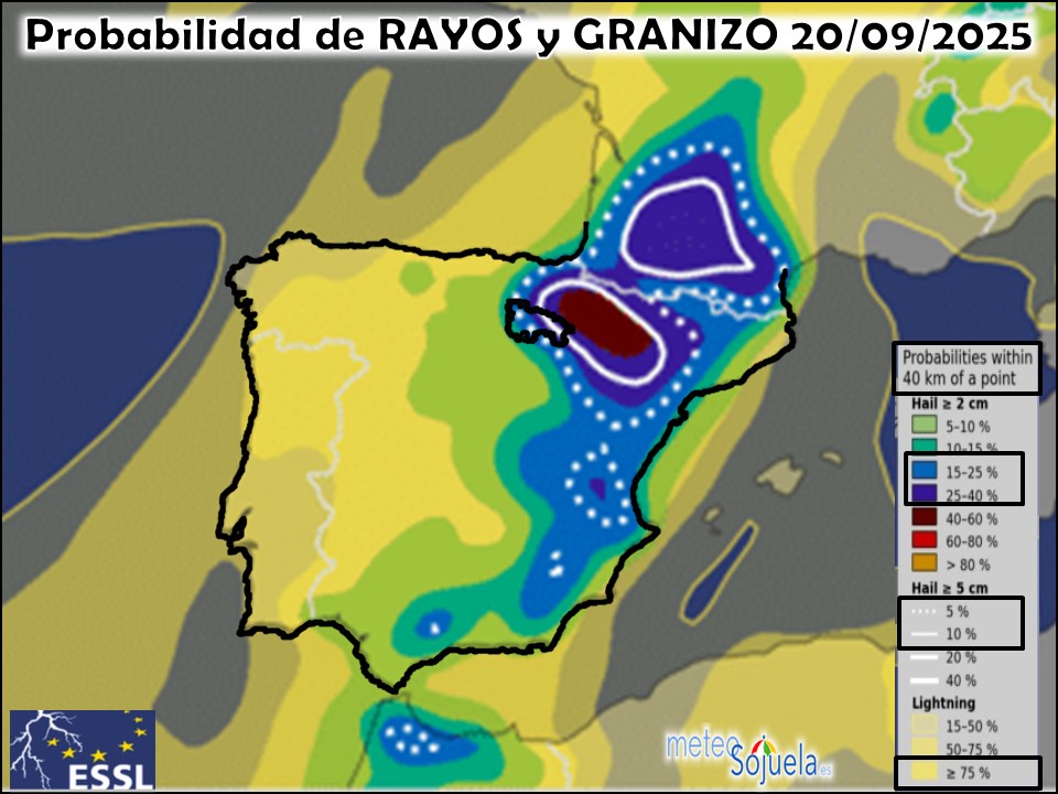 Probabilidad de granizo y rayos