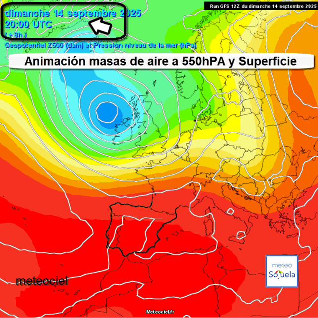 Animación Masas de aire 500hPa y Superficie. Meteosojuela