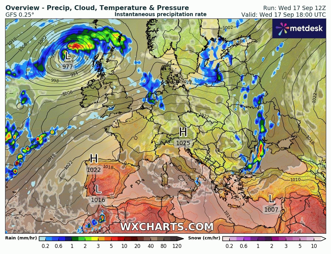 Animación Modelos de Centros de presión y borrascas GFS Europa. Meteosojuela La Rioja