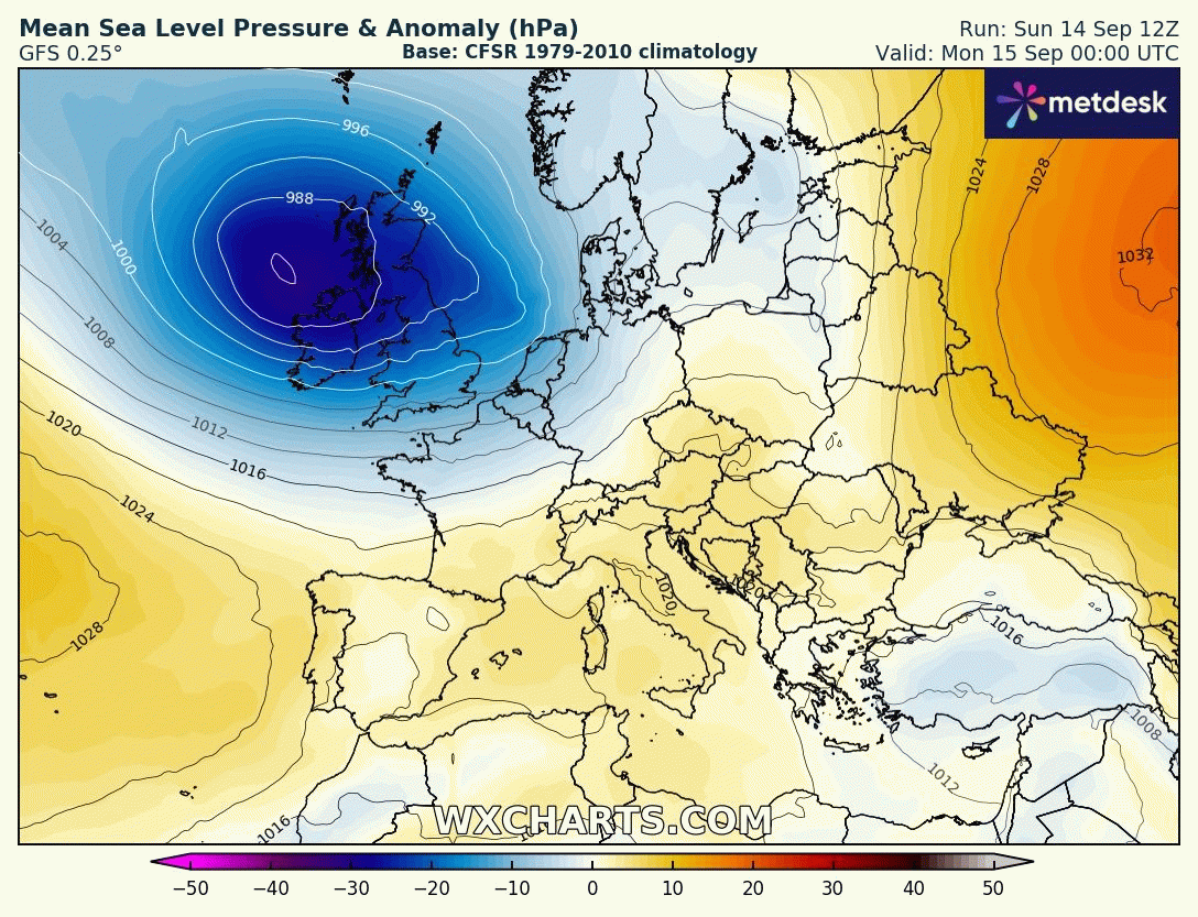 Animación Modelos de Presion en SUperficie y Anomalía GFS Europa. Meteosojuela La Rioja