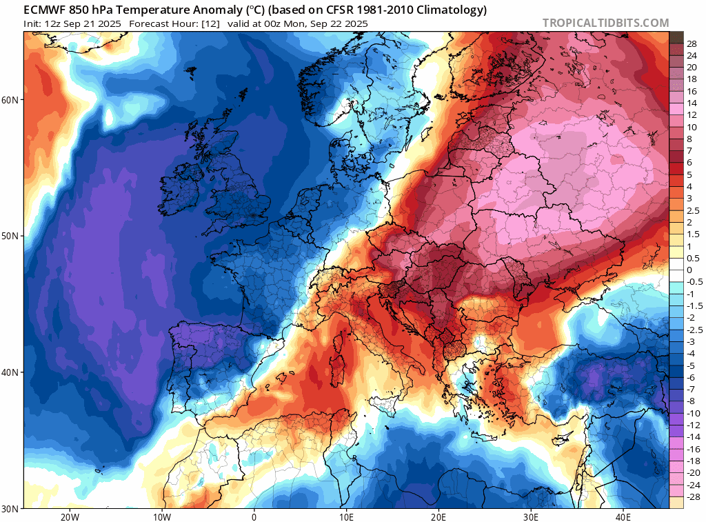 Animación de anomalías de temperaturas 850hPa .Meteosojuela La Rioja