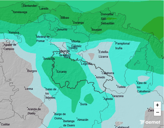 Precipitación Media según AEMET. Meteosojuela La Rioja 08