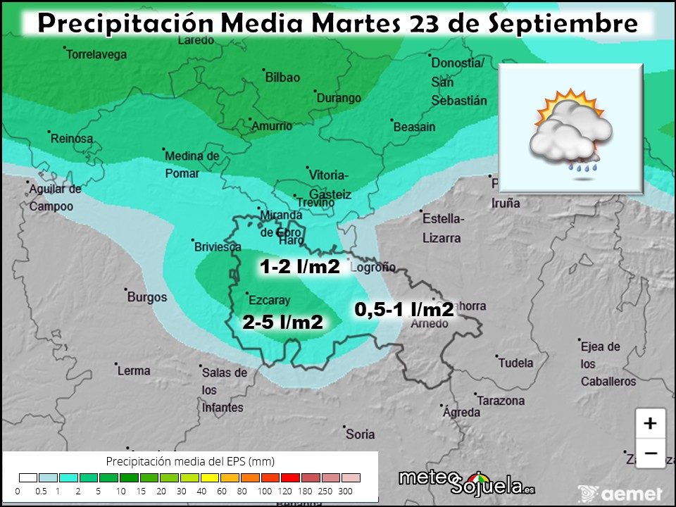 Precipitación Media según AEMET. Meteosojuela La Rioja